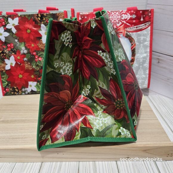 Set of 4 Lock-N-Lock   Holiday Reusable Gift Poinsettias And Cardinals - Picture 3 of 3
